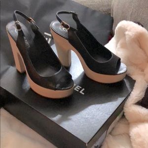 AUTHENTIC CHANEL PEEP TOE HEEL SANDAL